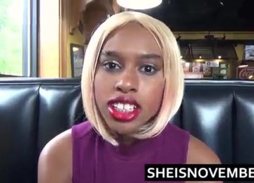 Ebony Skunk With Large Boobs Squeezed While Sucking Cock Out In Restaurant Kinky Public Oral Sex In Toilet