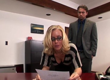 Office Sex With Busty Blonde Secretary In Eyeglasses Nicole Aniston - Hardcore With Cumshot