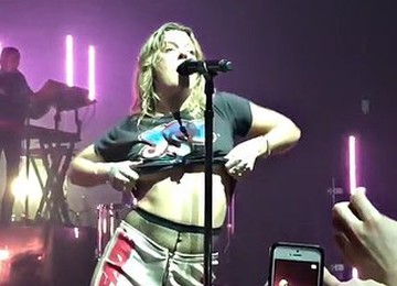 Swedish Brunette Talking About Her Body By Showing Titties