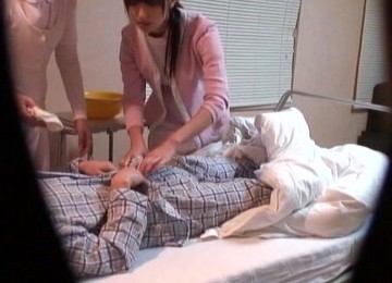 Spy Cam Catches Two Japanese Nurses Pleasuring A Horny Patient