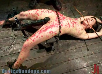 Bounded Brunette Teen Toyed And Spanked In Domination Porn Clip