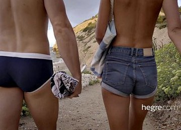 Foxy Brunette With Natural Knockers Gets Fucked On The Beach