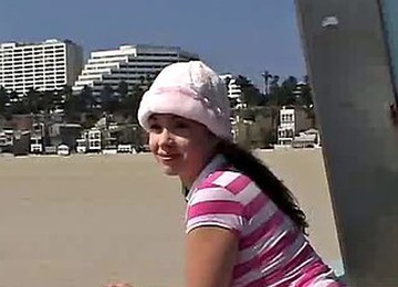Sweet Teen Little April Beach Walk And Relax