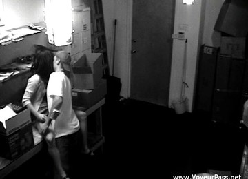 A Horny Couple Fuck On A Table In Front Of A Hidden Camera