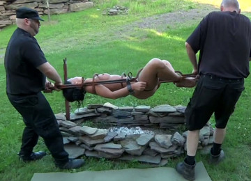 Filthy Whore Is Crusified And Then Shackled Into Metal Sarcophagus