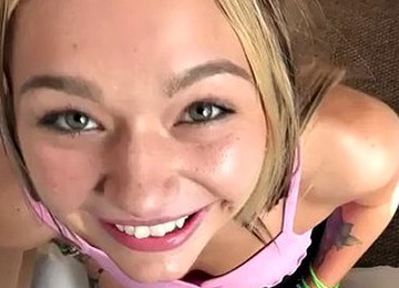 Watch This Insanely Hot Blonde Teen Shove A Big Cock Down Her Throat