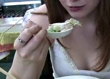 Hot Couple Enjoying In The Bathroom Of The Restaurant