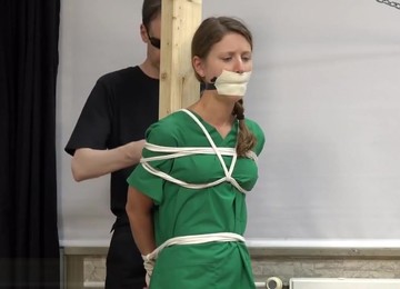 Nurse In Scrubs Is Bound, Gagged, Blindfolded