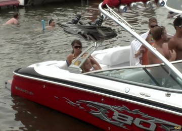 Topless Teen With Nice Tits Getting Flirty At An Outdoors Party