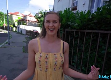 I've Got Such Big Natural Boobs For Cash On The Abandoned Czech Street