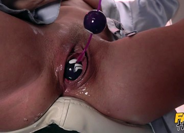 Blonde Kathy Anderson Gets Fucked By Two Men On The Shower Floor