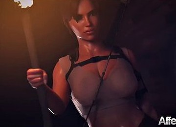 Raider Lara Having A Threesome In An Old Grave In A 3D Animation