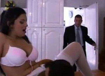 Big-Tit Babe Gangbanged On The Kitchen Table.