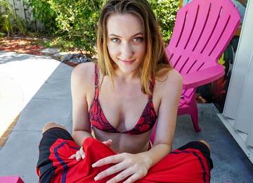 Bikini Classmate Slides On My Cock By The Pool