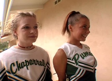 Cheerleader In Panties Licking Balls In Ffm Porn Shoot