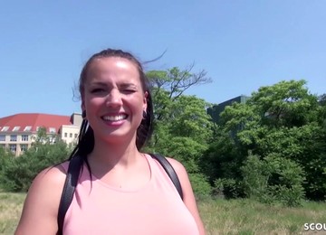 GERMAN SCOUT - SEDUCE COLLEGE TEENAGE JOLEE TO SHAG HER ARSE AT STREET CASTING - Jason Steel