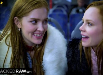 BLACKEDRAW Two Beauties Pound Giant BIG BLACK COCK On Bus! - Ella Hughes