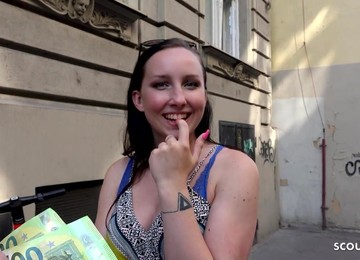 GERMAN SCOUT - NATURAL COLLEGE TEENAGE 18 BELLA - PICKUP AND RAW NAIL - REAL STREET CASTING - Cum Load