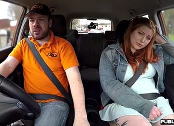 Curvy Ginger Brit Cock Rides Driving Instructor