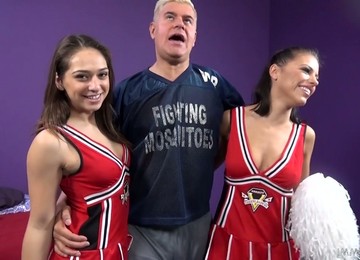 Two Nasty Cheerleaders Adriana Chechik And Her Gf Are Fucked And Jizzed By One Dude