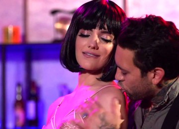 Bartender Fucks Slutty Babe In Sexy Dress And Enjoys Her Small Tits And Juicy Pussy