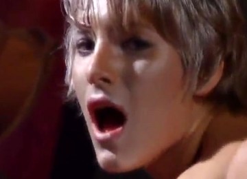 Skinny Short Haired Babe Takes A Dick