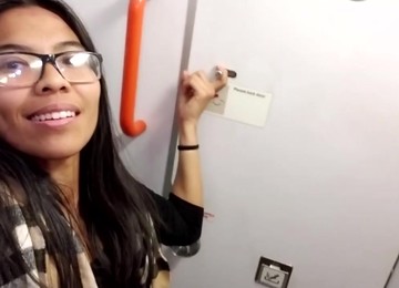 Asian Pussy Gets Wet On Airplane Toilet