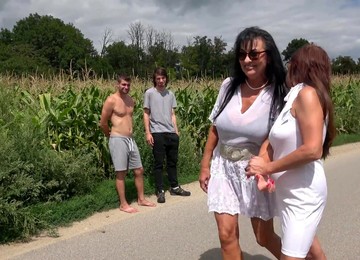 Horny Matures Emily Devine And Lilian Black Get Fucked Outdoors