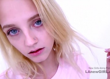 Cute Blue-eyed Teen Fucks & Swallows Jizz