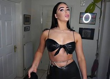 Girl Showing Off Leather Leggings