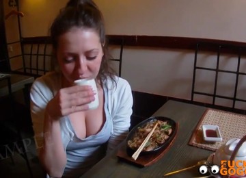 European Brunette Takes It Doggystyle In A Bathroom