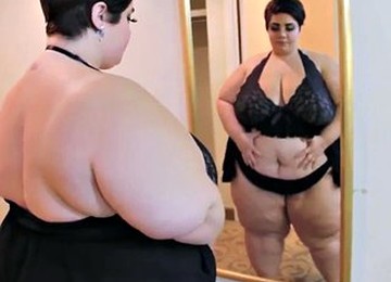 Huge And Sexy In A Black Nightgown