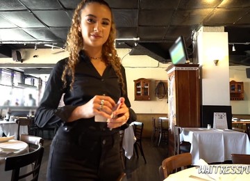 Curly Red Haired Waitress Venus Valkyrie Is Fucked For Money By One Kinky Stranger