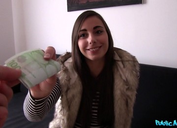 Cute Babe Strips Nude For Money Then Fucks Hard