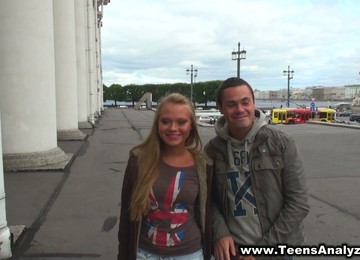 A Cute Teen In Red Lingerie Takes Pussy Pounding After A Walk