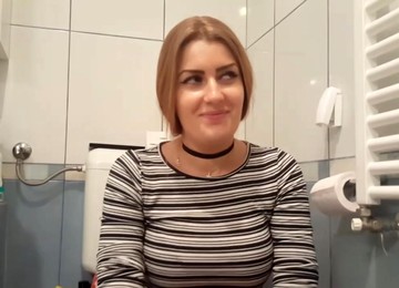 Horny Girlfriend Getting Fucked From Behind In A Bathroom