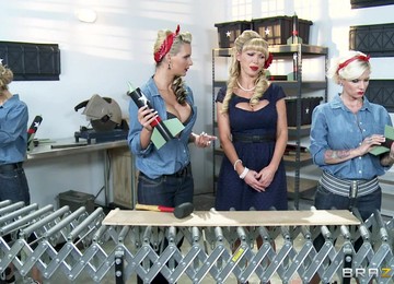 Fabulous Lesbian Babes With Fake Tits Enjoy Masturbating With Toys