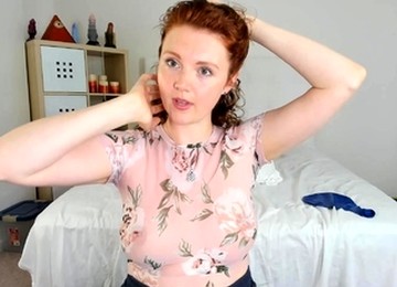 Teasing Redhead Milf With Glasses And Huge Boobs Sucks Cock