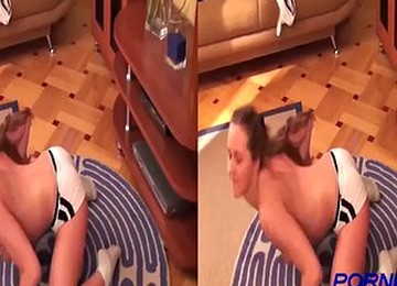 Attractive Brunette Maid Lea Likes To Masturbate With A Dildo