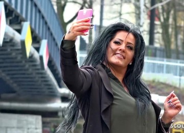 GERMAN SCOUT - HANGING BIG BREASTS TEENAGE ASHLEY WITH BIG BUTT AT STREET CASTING - Ashley Cumstar