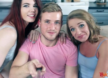 18 Videoz - Sofi Goldfinger - Lovenia Lux - Have Sex-loving Teenagers Share Penis