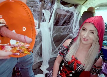 Strong Inches For This Petite Blonde Dressed As Little Red Ridinghood