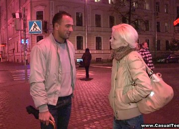 Blonde Cutie Inga Gets Picked Up And Banged By A Sexy Stud