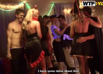 Crazy Halloween Sex Party With Hot Babes