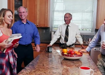 Three Old Perverts Lust For Hot Young Blonde!