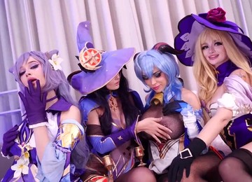 Stunning Models Have Genshin Impact Orgy With Sex Toys And Real Dick