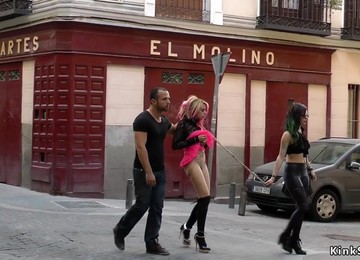 Blond Hair Babe In Bondage Disgraced At Gas Station