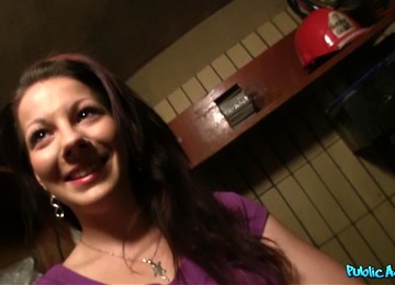 Public Agent - Lonely Darkhaired Babe At Cafe Takes Prick Cream All Over Her Face 1