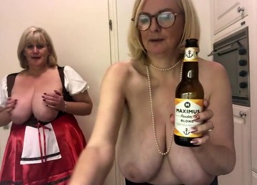 Oktoberfest - 2 Busty Topless Blondes - Fetish