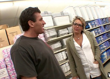 Chubby Blonde Cougar With Glasses Enjoying A Fantastic Cowgirl Style Fuck